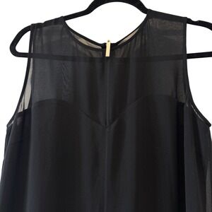 Kensie Black Midi Dress 12 Sheer Overlay‎ Romantic Old Money Event Party Formal